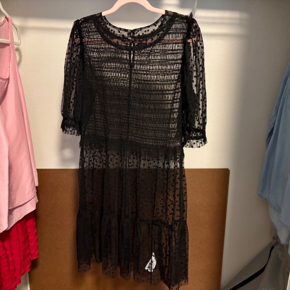 Gap Sheer Black Polka Dot Dress - Picture 5 of 7